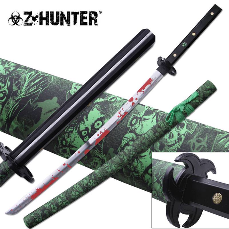 Real Deluxe Full Tang Bloody Zombie Samurai Katana Sword - Tophatter's Army Products & Self Defense Collectible Weapons - Tophatter Daily Deals